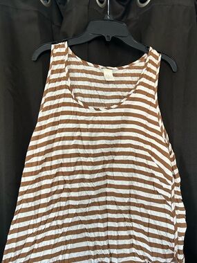 H&M Brown and White Striped Sleeveless Top